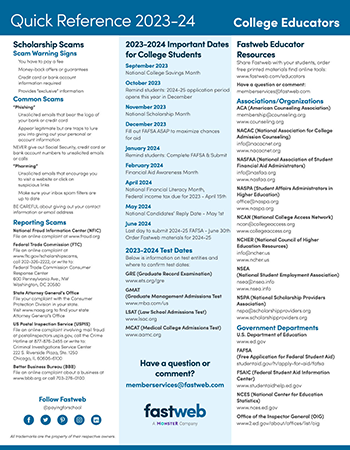 Download 2023-24 College Educator Quick Reference Guide