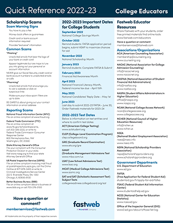 Download 2022-23 College Educator Quick Reference Guide