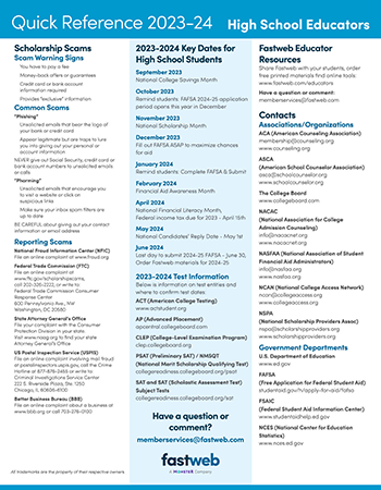 Download 2023-24 High School Educator Quick Reference Guide