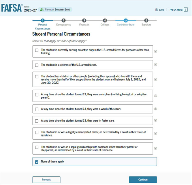 Student Personal Circumstances