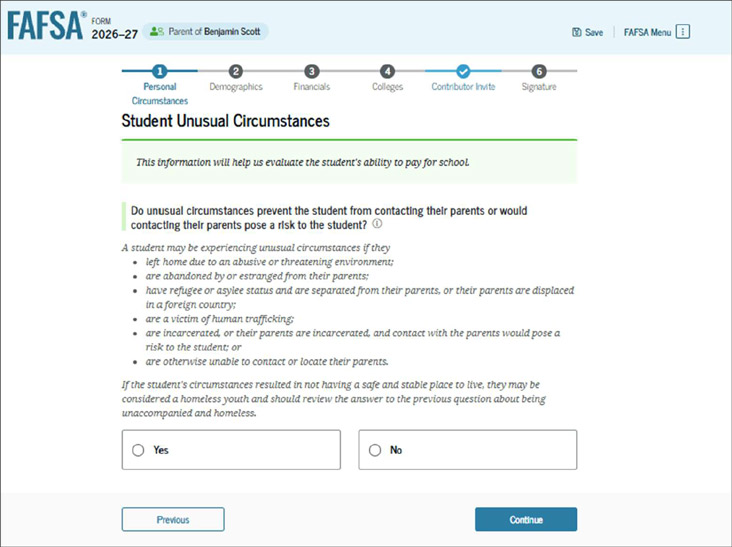 Student Financials Section