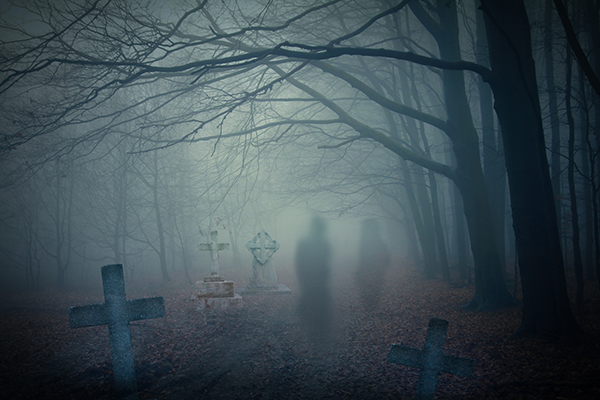 ghosts in haunted cemetery