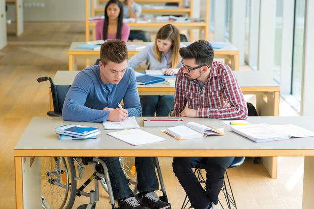 students studying in class